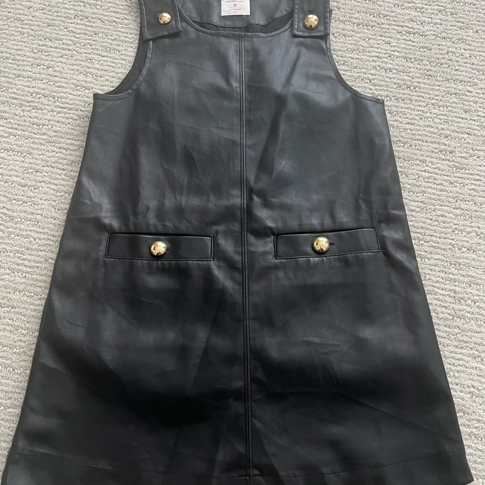 Black Faux Leather Kids Dress